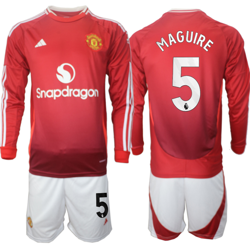 Men 2024-2025 Club Manchester United home Long Sleeves Red #5 Soccer Jersey->buffalo bills->NFL Jersey
